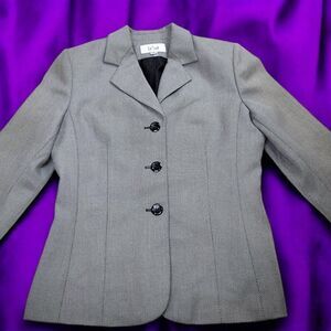 Le Suit women gray diamond nailhead suit jacket